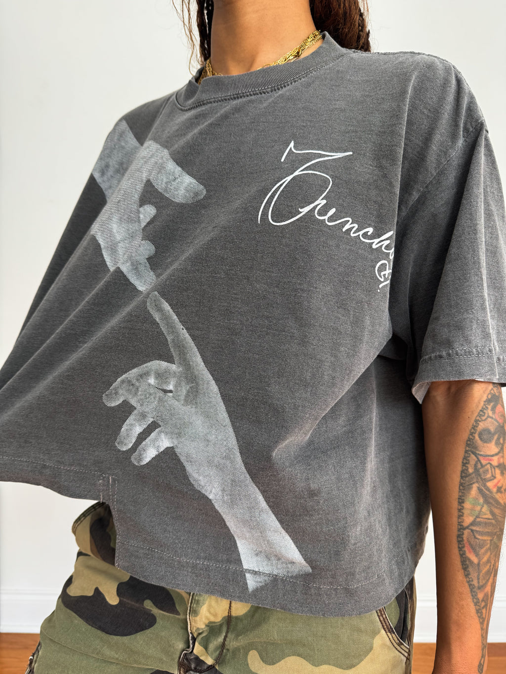 Mercy Crop Tee – Grey